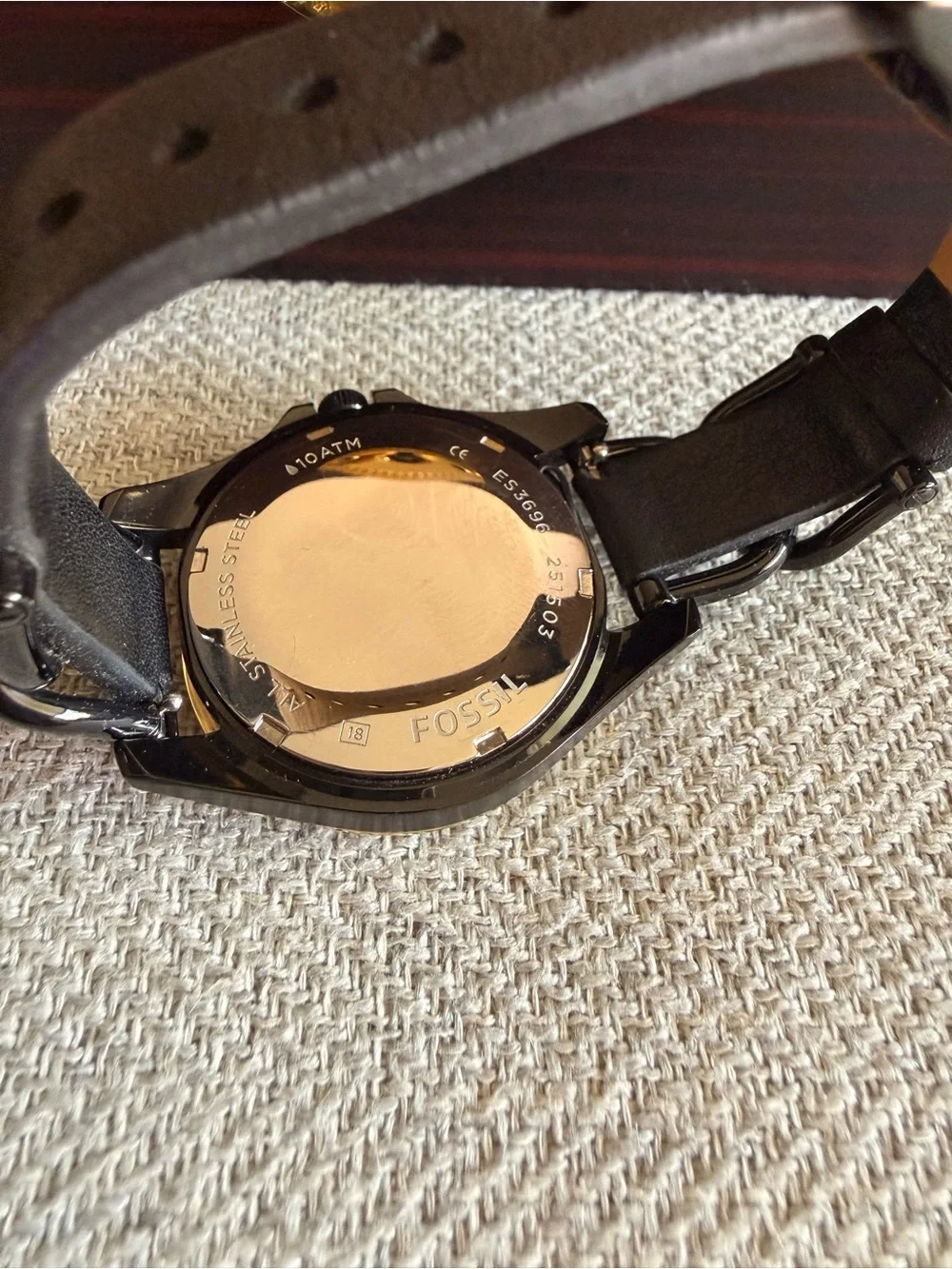 Fossil Women's Black and Gold Crystal-Accent Watch